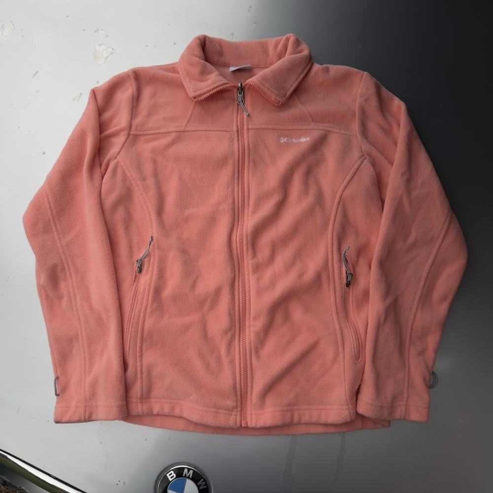 Columbia Women's Fast Trek II Full Zip Fleece Jacket Peach Coral Pink Size L